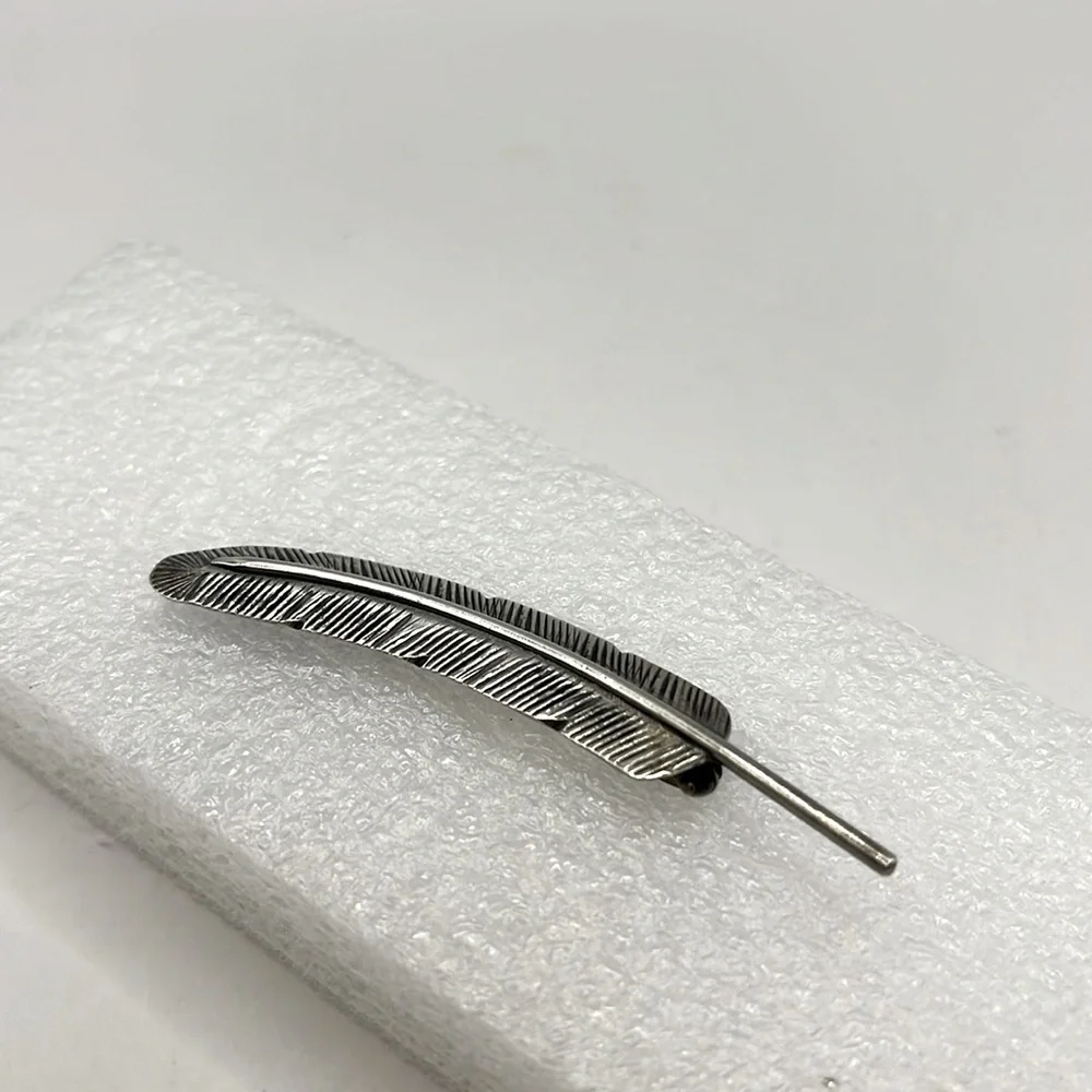 Sterling Silver Feather Brooch Intricate  Brooch with Vintage Artisanal Design